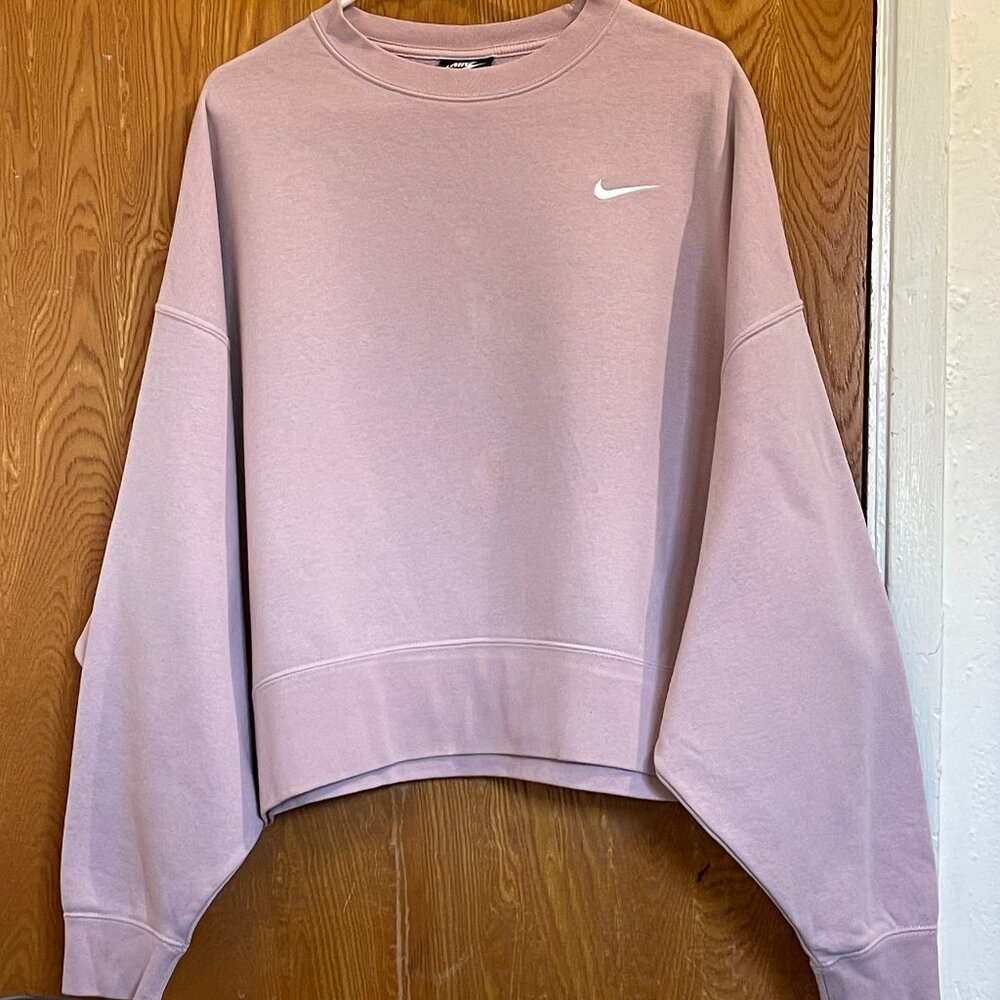 Nike Oversized/Cropped Sweater, Light Pink, Size Large